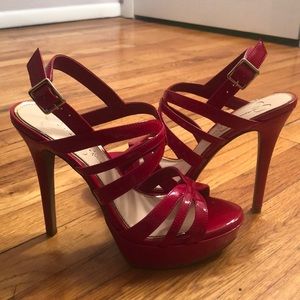 Red Patent Leather Platform Sandals